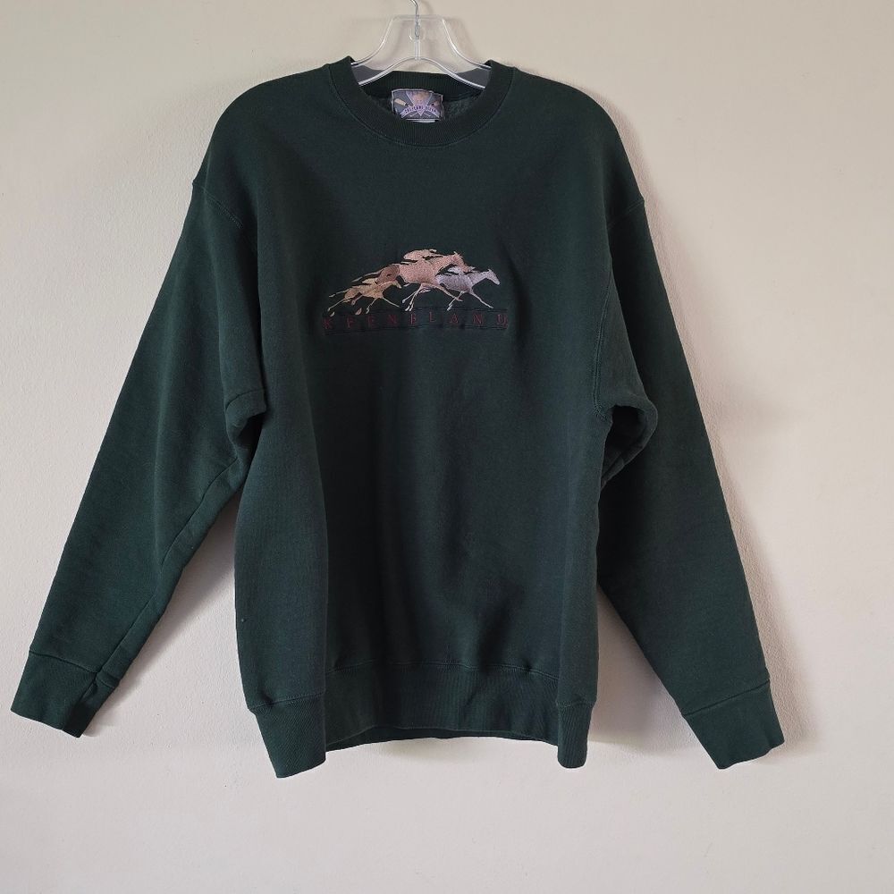 Y2K Cheyenne River Women's Vintage Green Sweater Size L Horse - Picture 4 of 7